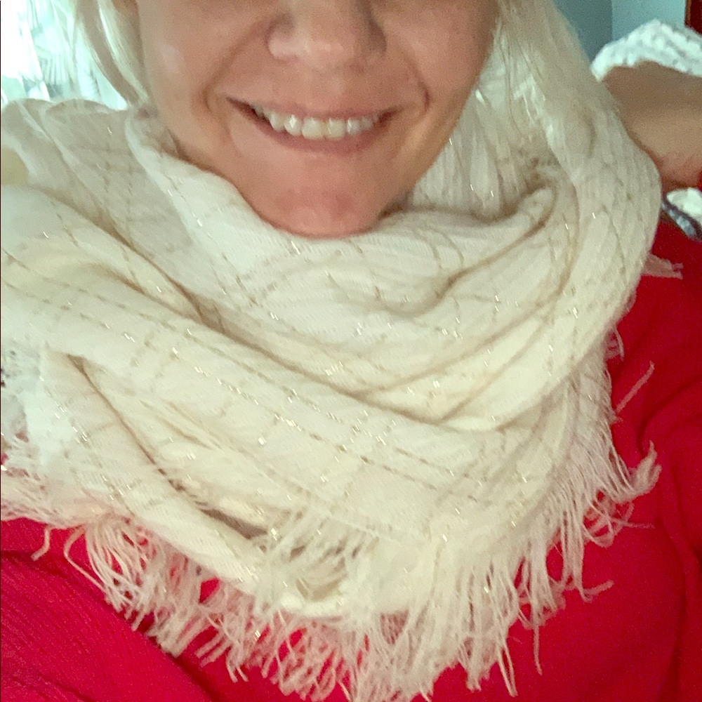 Warm cream & gold plaid wrap scarf Gorgeous Gift